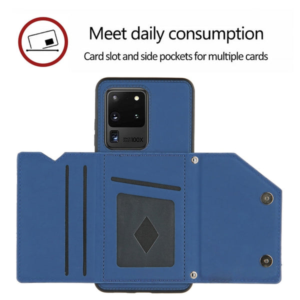 Skin Feel PU + TPU + PC Back Cover Shockproof Case with Card Slots & Holder & Photo Frame, For Samsung Galaxy S20 Ultra