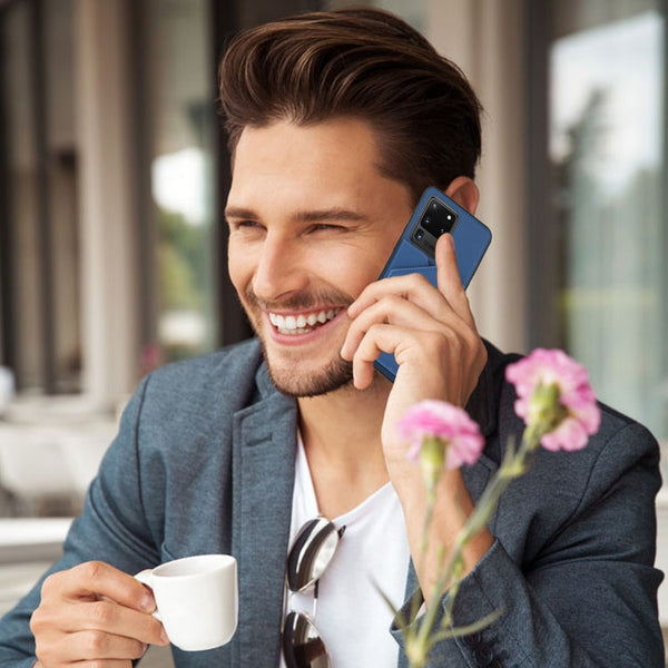 Skin Feel PU + TPU + PC Back Cover Shockproof Case with Card Slots & Holder & Photo Frame, For Samsung Galaxy S20 Ultra