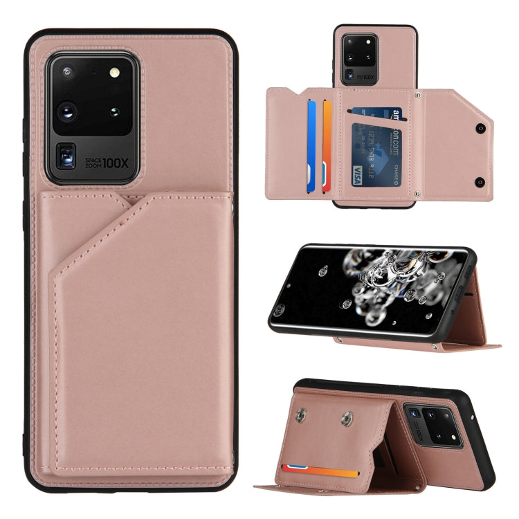 Skin Feel PU + TPU + PC Back Cover Shockproof Case with Card Slots & Holder & Photo Frame, For Samsung Galaxy S20 Ultra