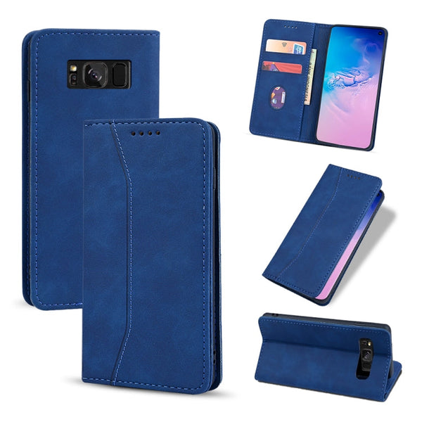 Skin-feel Calfskin Texture Magnetic Dual-Fold Horizontal Flip Leather Case with Holder & Card Slots & Wallet