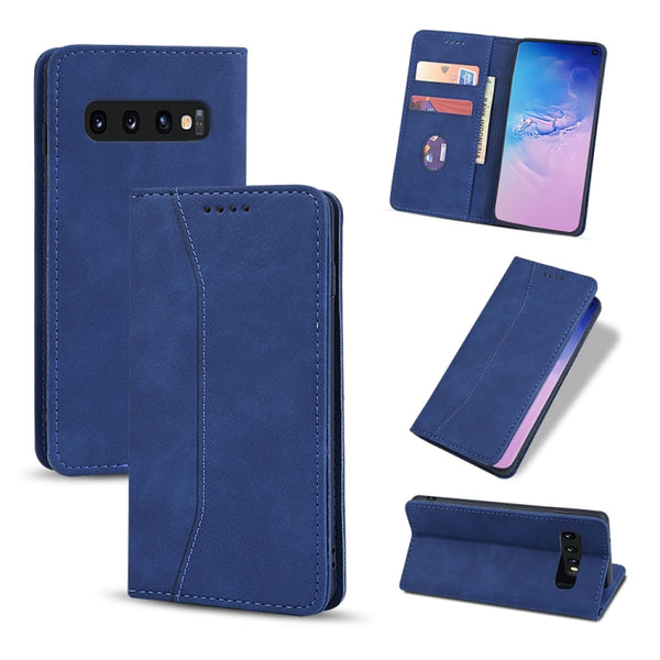 Skin-feel Calfskin Texture Magnetic Dual-Fold Horizontal Flip Leather Case with Holder & Card Slots & Wallet