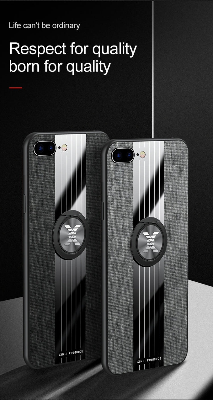 XINLI Stitching Cloth Textue Shockproof TPU Protective Case with Ring Holder, For iPhone 8 / 7, For iPhone 8 Plus / 7 Plus, For iPhone X / XS, For iPhone XR