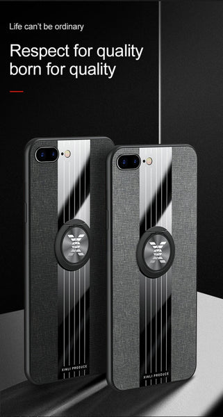 XINLI Stitching Cloth Textue Shockproof TPU Protective Case with Ring Holder, For iPhone 8 / 7, For iPhone 8 Plus / 7 Plus, For iPhone X / XS, For iPhone XR