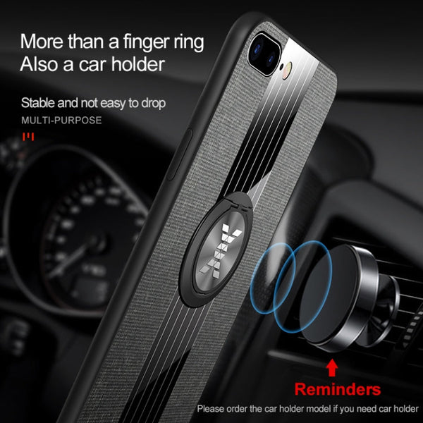 XINLI Stitching Cloth Textue Shockproof TPU Protective Case with Ring Holder, For iPhone 8 / 7, For iPhone 8 Plus / 7 Plus, For iPhone X / XS, For iPhone XR