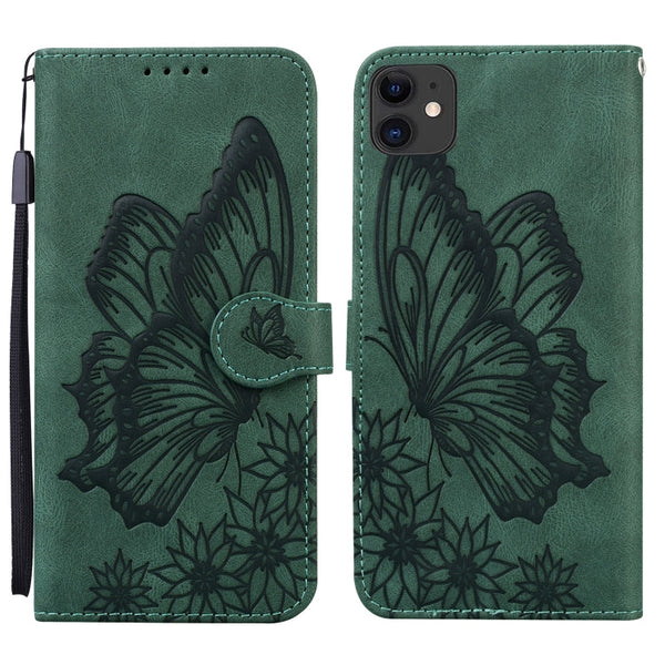 Retro Skin Feel Butterflies Embossing Horizontal Flip Leather Case with Holder & Card Slots & Wallet, For iPhone 11, For iPhone 11 Pro, For iPhone 11 Pro Max, For iPhone 12 mini