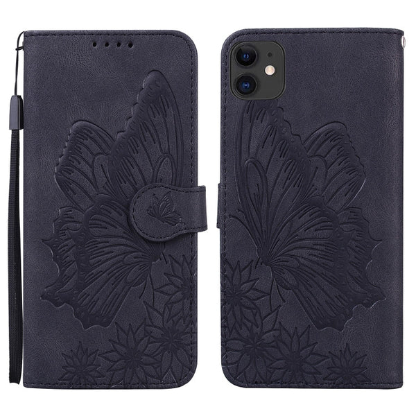 Retro Skin Feel Butterflies Embossing Horizontal Flip Leather Case with Holder & Card Slots & Wallet, For iPhone 11, For iPhone 11 Pro, For iPhone 11 Pro Max, For iPhone 12 mini