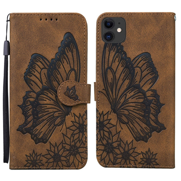 Retro Skin Feel Butterflies Embossing Horizontal Flip Leather Case with Holder & Card Slots & Wallet, For iPhone 11, For iPhone 11 Pro, For iPhone 11 Pro Max, For iPhone 12 mini