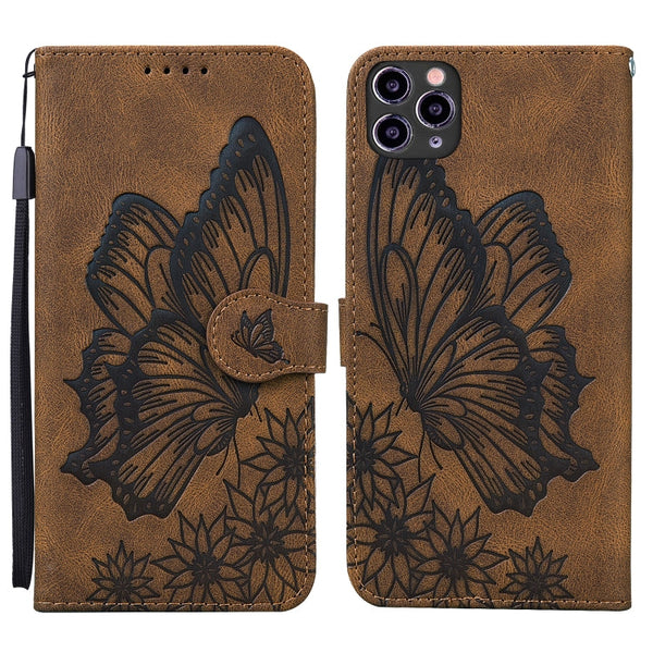 Retro Skin Feel Butterflies Embossing Horizontal Flip Leather Case with Holder & Card Slots & Wallet, For iPhone 11, For iPhone 11 Pro, For iPhone 11 Pro Max, For iPhone 12 mini