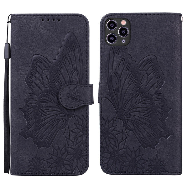 Retro Skin Feel Butterflies Embossing Horizontal Flip Leather Case with Holder & Card Slots & Wallet, For iPhone 11, For iPhone 11 Pro, For iPhone 11 Pro Max, For iPhone 12 mini