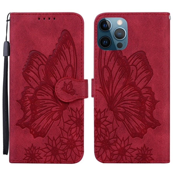 Retro Skin Feel Butterflies Embossing Horizontal Flip Leather Case with Holder & Card Slots & Wallet, For iPhone 12 / 12 Pro, For iPhone 12 Pro Max, For iPhone XR, For iPhone X / XS