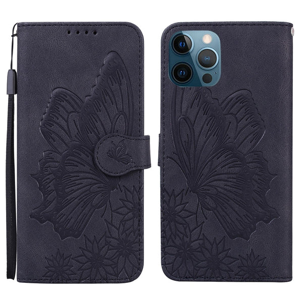 Retro Skin Feel Butterflies Embossing Horizontal Flip Leather Case with Holder & Card Slots & Wallet, For iPhone 12 / 12 Pro, For iPhone 12 Pro Max, For iPhone XR, For iPhone X / XS