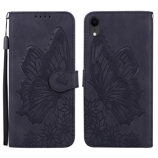 Retro Skin Feel Butterflies Embossing Horizontal Flip Leather Case with Holder & Card Slots & Wallet, For iPhone 12 / 12 Pro, For iPhone 12 Pro Max, For iPhone XR, For iPhone X / XS