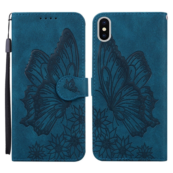 Retro Skin Feel Butterflies Embossing Horizontal Flip Leather Case with Holder & Card Slots & Wallet, For iPhone 12 / 12 Pro, For iPhone 12 Pro Max, For iPhone XR, For iPhone X / XS