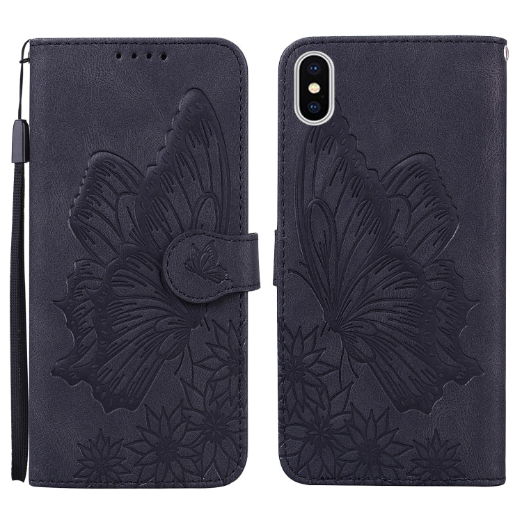 Retro Skin Feel Butterflies Embossing Horizontal Flip Leather Case with Holder & Card Slots & Wallet, For iPhone 12 / 12 Pro, For iPhone 12 Pro Max, For iPhone XR, For iPhone X / XS
