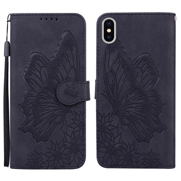 Retro Skin Feel Butterflies Embossing Horizontal Flip Leather Case with Holder & Card Slots & Wallet, For iPhone 12 / 12 Pro, For iPhone 12 Pro Max, For iPhone XR, For iPhone X / XS