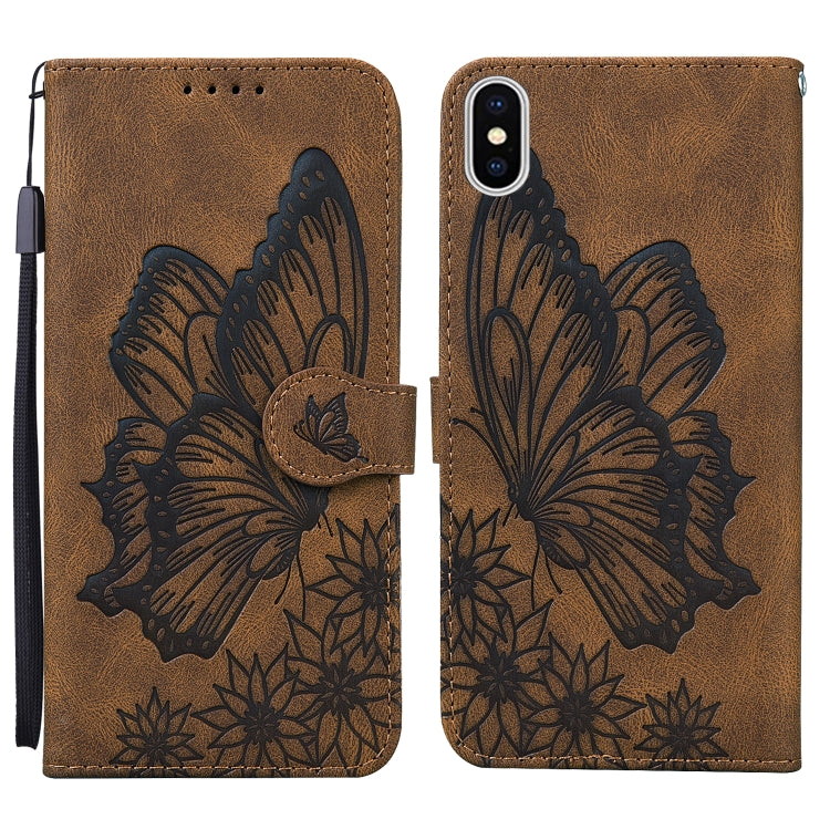 Retro Skin Feel Butterflies Embossing Horizontal Flip Leather Case with Holder & Card Slots & Wallet, For iPhone 12 / 12 Pro, For iPhone 12 Pro Max, For iPhone XR, For iPhone X / XS