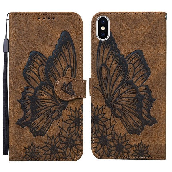 Retro Skin Feel Butterflies Embossing Horizontal Flip Leather Case with Holder & Card Slots & Wallet, For iPhone 12 / 12 Pro, For iPhone 12 Pro Max, For iPhone XR, For iPhone X / XS