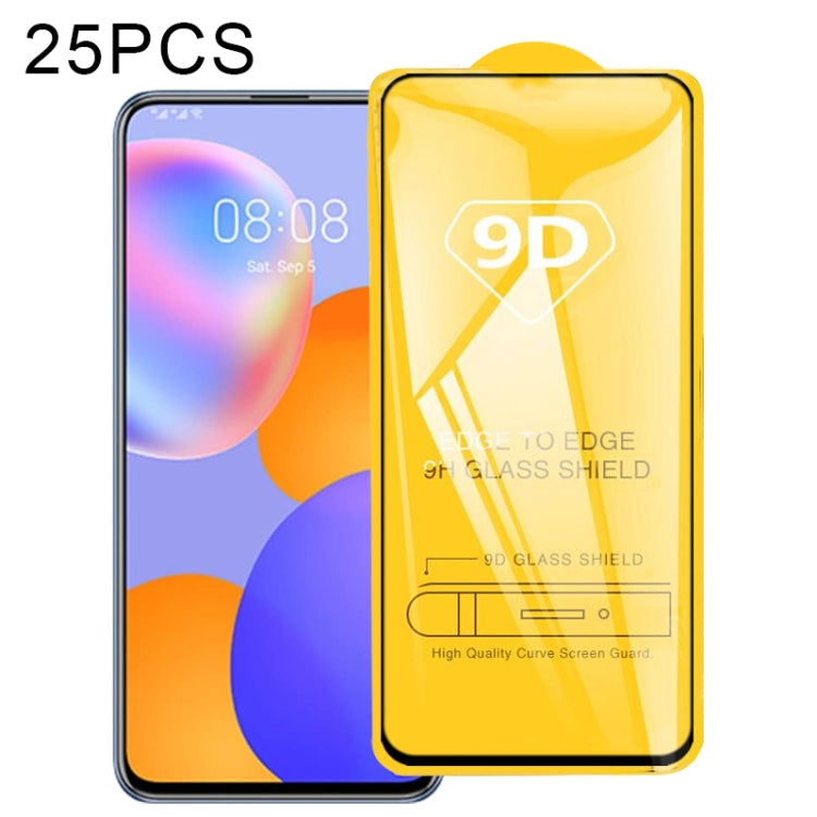 25 PCS 9D Full Glue Full Screen Tempered Glass Film, For Huawei Y6p, For Huawei Y8p, For Huawei Y7a, For Huawei Y9a