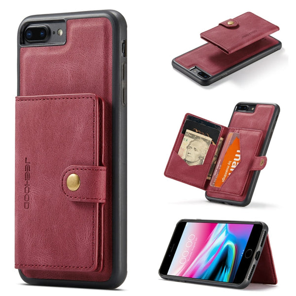JEEHOOD Retro Magnetic Detachable Protective Case with Wallet & Card Slot & Holder, For iPhone 8 Plus & 7 Plus, For iPhone SE 2022 / SE 2020 & 8 & 7, For iPhone X / XS, For iPhone XR