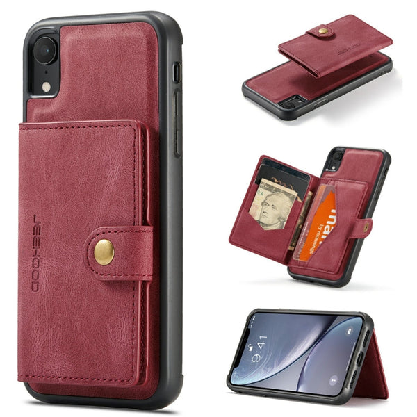 JEEHOOD Retro Magnetic Detachable Protective Case with Wallet & Card Slot & Holder, For iPhone 8 Plus & 7 Plus, For iPhone SE 2022 / SE 2020 & 8 & 7, For iPhone X / XS, For iPhone XR