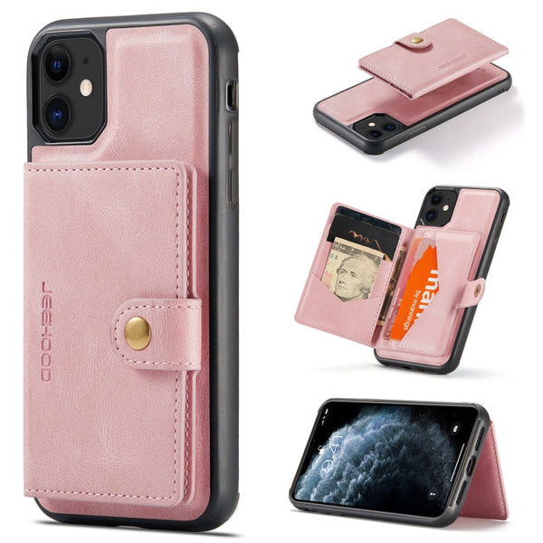 JEEHOOD Retro Magnetic Detachable Protective Case with Wallet & Card Slot & Holder, For iPhone XS Max, For iPhone 11 Pro, For iPhone 11, For iPhone 11 Pro Max