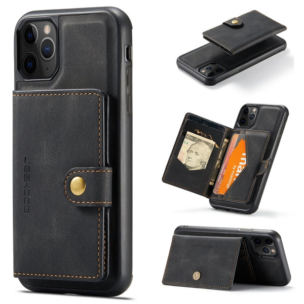 JEEHOOD Retro Magnetic Detachable Protective Case with Wallet & Card Slot & Holder, For iPhone XS Max, For iPhone 11 Pro, For iPhone 11, For iPhone 11 Pro Max
