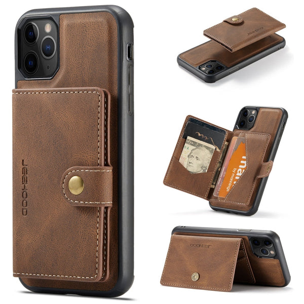 JEEHOOD Retro Magnetic Detachable Protective Case with Wallet & Card Slot & Holder, For iPhone XS Max, For iPhone 11 Pro, For iPhone 11, For iPhone 11 Pro Max