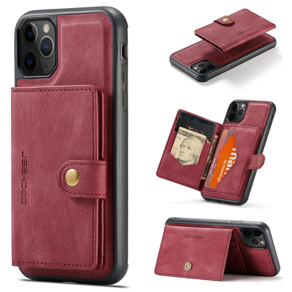 JEEHOOD Retro Magnetic Detachable Protective Case with Wallet & Card Slot & Holder, For iPhone XS Max, For iPhone 11 Pro, For iPhone 11, For iPhone 11 Pro Max
