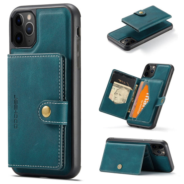 JEEHOOD Retro Magnetic Detachable Protective Case with Wallet & Card Slot & Holder, For iPhone XS Max, For iPhone 11 Pro, For iPhone 11, For iPhone 11 Pro Max