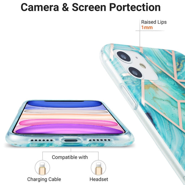 3D Electroplating Marble Pattern TPU Protective Case, For iPhone 11, For iPhone 11 Pro, For iPhone 11 Pro Max, For iPhone 12 mini
