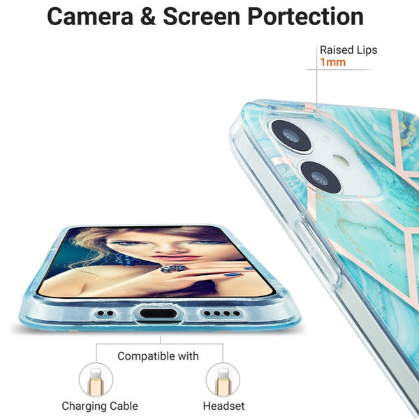 3D Electroplating Marble Pattern TPU Protective Case, For iPhone 12 / 12 Pro, For iPhone 12 Pro Max, For iPhone XS / X, For iPhone XR