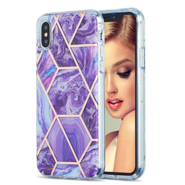 3D Electroplating Marble Pattern TPU Protective Case, For iPhone 12 / 12 Pro, For iPhone 12 Pro Max, For iPhone XS / X, For iPhone XR