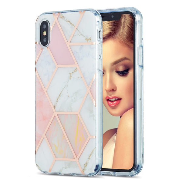 3D Electroplating Marble Pattern TPU Protective Case, For iPhone 12 / 12 Pro, For iPhone 12 Pro Max, For iPhone XS / X, For iPhone XR