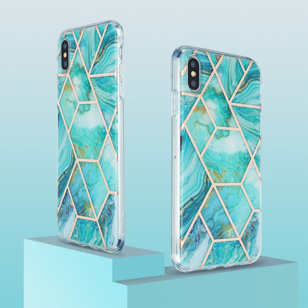 3D Electroplating Marble Pattern TPU Protective Case, For iPhone XS Max