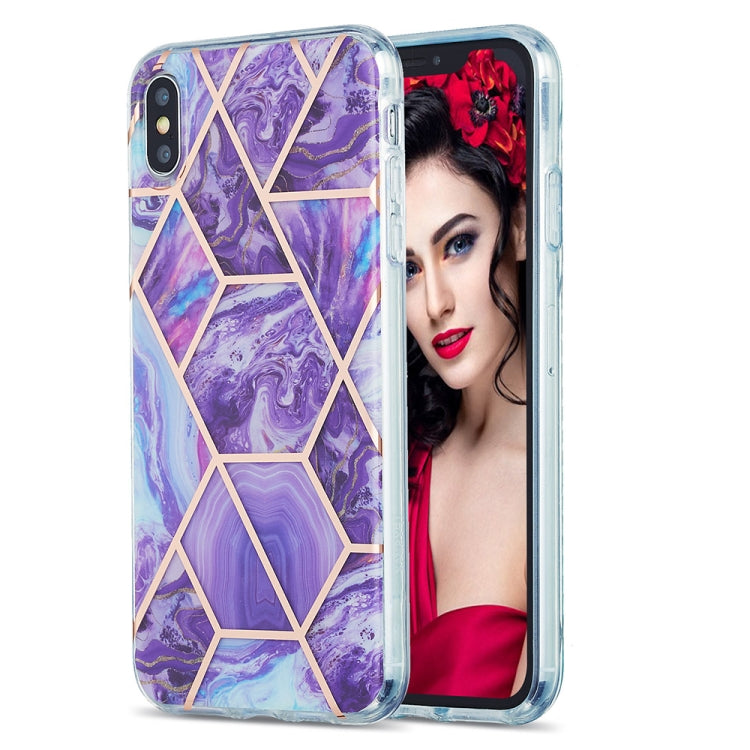 3D Electroplating Marble Pattern TPU Protective Case, For iPhone XS Max