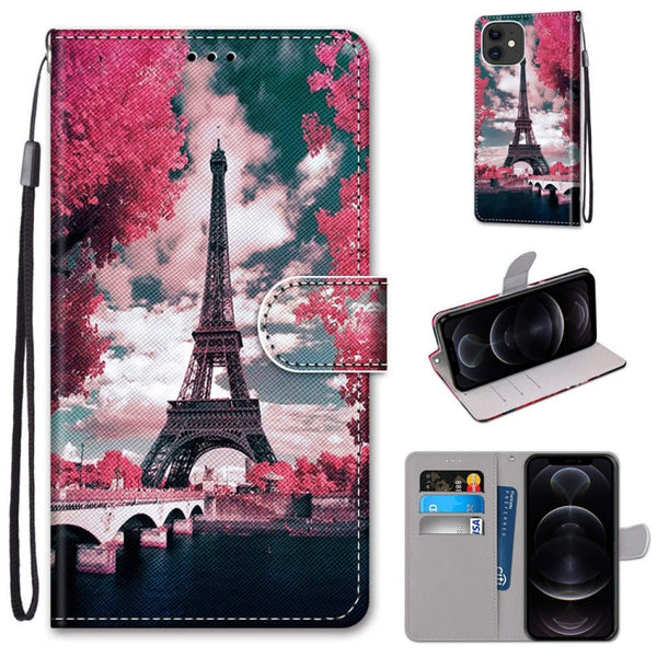 Coloured Drawing Cross Texture Horizontal Flip PU Leather Case with Holder & Card Slots & Wallet & Lanyard, For iPhone 12 mini