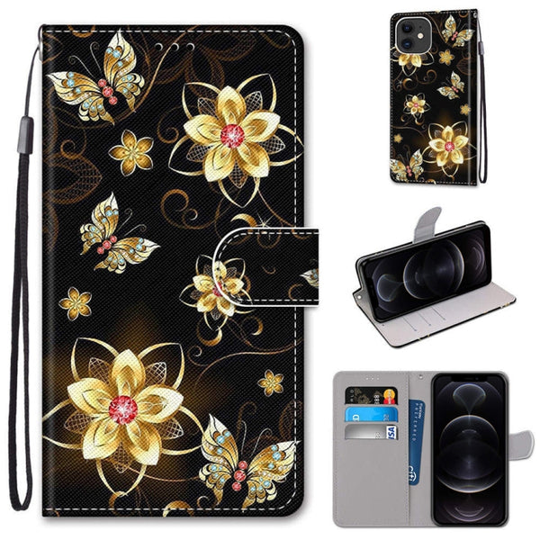 Coloured Drawing Cross Texture Horizontal Flip PU Leather Case with Holder & Card Slots & Wallet & Lanyard, For iPhone 12 mini