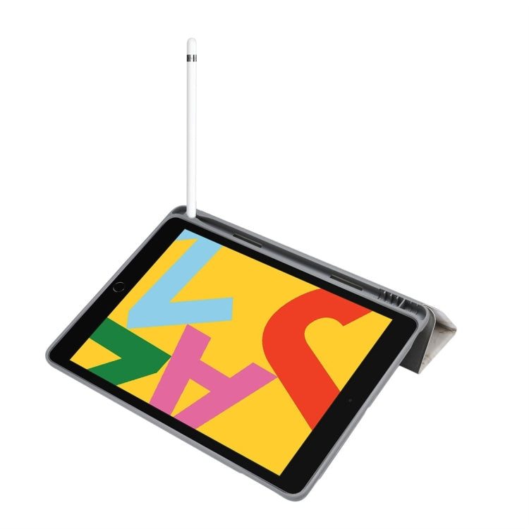 For iPad 10.2 inch Marble Texture Pattern Horizontal Flip Leather Case, with Three-folding Holder & Pen Slot & Sleep / Wake-up Function