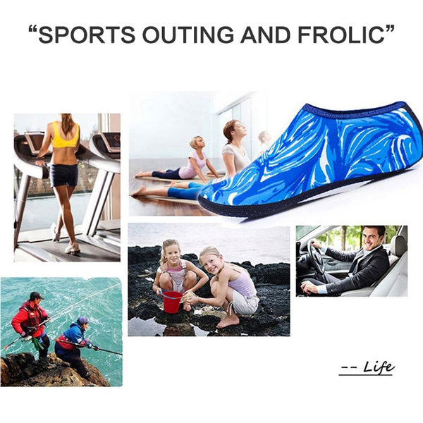 Non-slip Plastic Grain Texture Thick Cloth Sole Printing Diving Shoes and Socks, One Pair