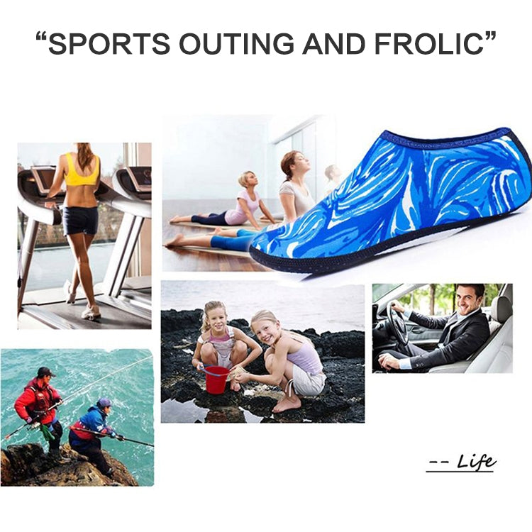 Non-slip Plastic Grain Texture Thick Cloth Sole Printing Diving Shoes and Socks, One Pair