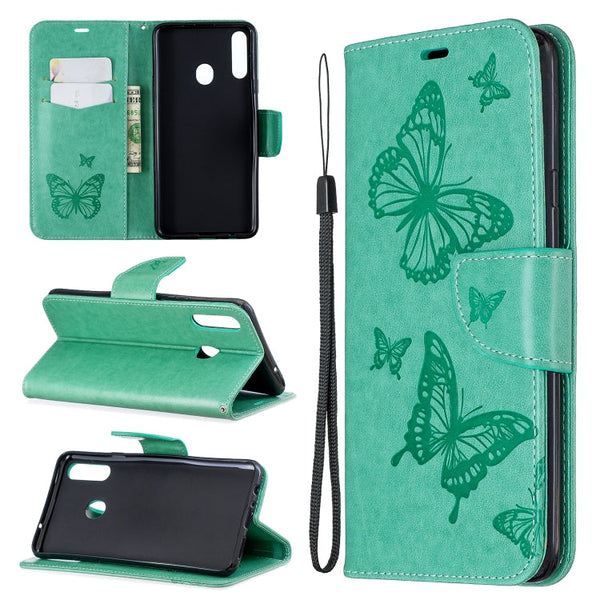 Two Butterflies Embossing Pattern Horizontal Flip Leather Case with Holder & Card Slot & Wallet & Lanyard, For Galaxy A20s, For Xiaomi Redmi Note 8 Pro