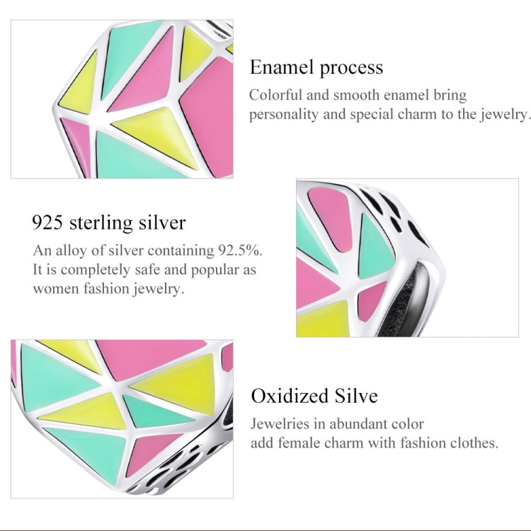 S925 Sterling Silver Heart Geometry Beads DIY Bracelet Necklace Accessories