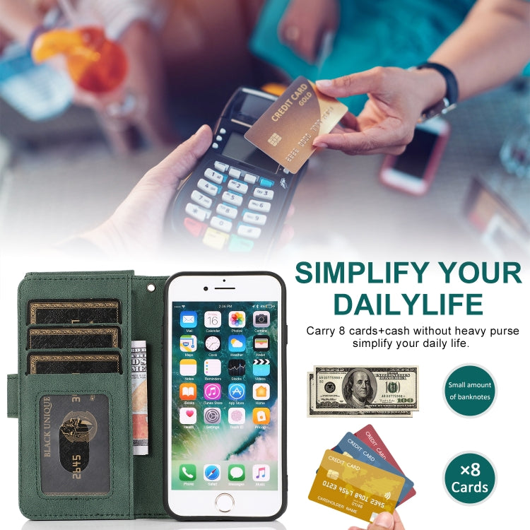 Skin-feel Crazy Horse Texture Zipper Wallet Bag Horizontal Flip Leather Case with Holder & Card Slots & Wallet & Lanyard, For iPhone 6, For iPhone 6 Plus, For iPhone SE 2022 / SE 2020 / 8 / 7, For iPhone 8 Plus / 7 Plus