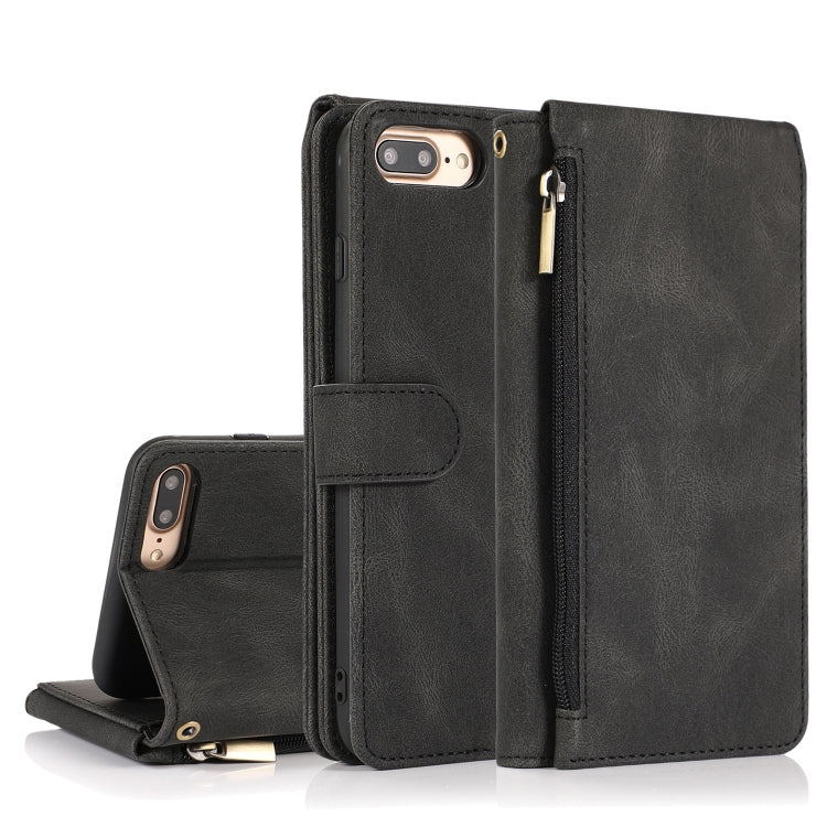 Skin-feel Crazy Horse Texture Zipper Wallet Bag Horizontal Flip Leather Case with Holder & Card Slots & Wallet & Lanyard, For iPhone 6, For iPhone 6 Plus, For iPhone SE 2022 / SE 2020 / 8 / 7, For iPhone 8 Plus / 7 Plus
