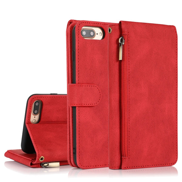Skin-feel Crazy Horse Texture Zipper Wallet Bag Horizontal Flip Leather Case with Holder & Card Slots & Wallet & Lanyard, For iPhone 6, For iPhone 6 Plus, For iPhone SE 2022 / SE 2020 / 8 / 7, For iPhone 8 Plus / 7 Plus