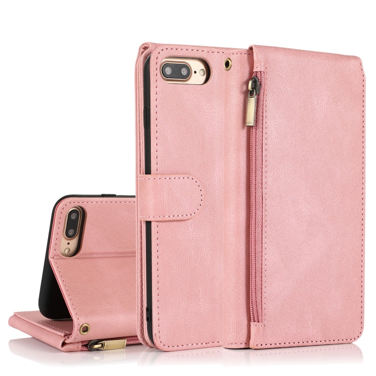 Skin-feel Crazy Horse Texture Zipper Wallet Bag Horizontal Flip Leather Case with Holder & Card Slots & Wallet & Lanyard, For iPhone 6, For iPhone 6 Plus, For iPhone SE 2022 / SE 2020 / 8 / 7, For iPhone 8 Plus / 7 Plus
