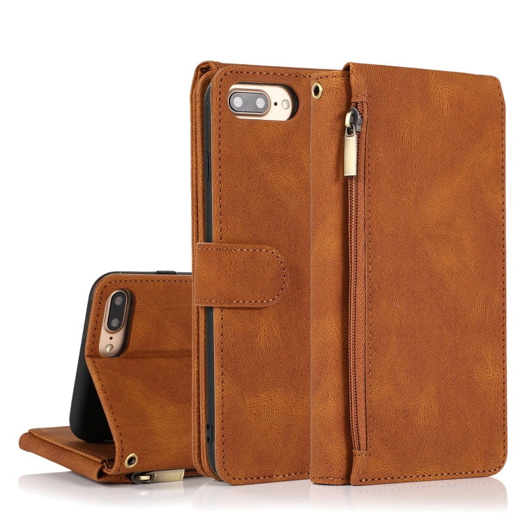 Skin-feel Crazy Horse Texture Zipper Wallet Bag Horizontal Flip Leather Case with Holder & Card Slots & Wallet & Lanyard, For iPhone 6, For iPhone 6 Plus, For iPhone SE 2022 / SE 2020 / 8 / 7, For iPhone 8 Plus / 7 Plus