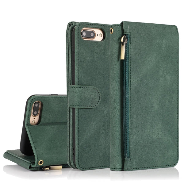Skin-feel Crazy Horse Texture Zipper Wallet Bag Horizontal Flip Leather Case with Holder & Card Slots & Wallet & Lanyard, For iPhone 6, For iPhone 6 Plus, For iPhone SE 2022 / SE 2020 / 8 / 7, For iPhone 8 Plus / 7 Plus