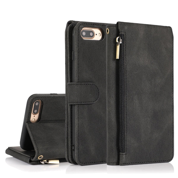 Skin-feel Crazy Horse Texture Zipper Wallet Bag Horizontal Flip Leather Case with Holder & Card Slots & Wallet & Lanyard, For iPhone 6, For iPhone 6 Plus, For iPhone SE 2022 / SE 2020 / 8 / 7, For iPhone 8 Plus / 7 Plus