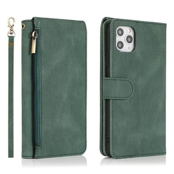 Skin-feel Crazy Horse Texture Zipper Wallet Bag Horizontal Flip Leather Case with Holder & Card Slots & Wallet & Lanyard, For iPhone 11 Pro, For iPhone 11 Pro Max, For iPhone 12 mini, For iPhone 12 / 12 Pro